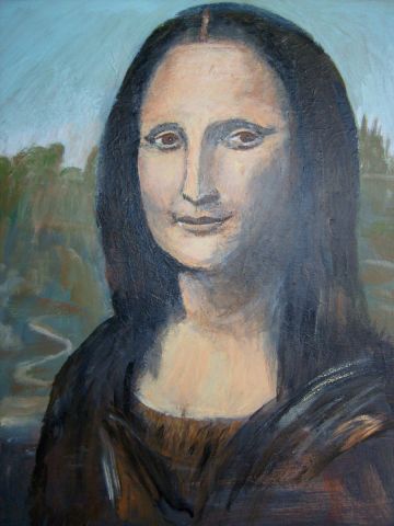 L'artiste Jean Pierre BERARD - reproduction de Mona Lisa  de Léonard de Vinci