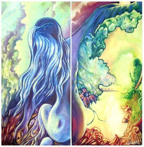 Un voile sur l'Aube - Peinture - Chantale Vincelette Un voile sur l'Aube - Peinture - Chantale Vincelette