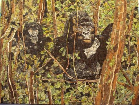 gorilles en cavale - Collage - Perret Olivier