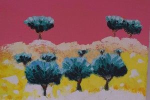 L'artiste patrick lemoine - oliviers sous le ciel rose