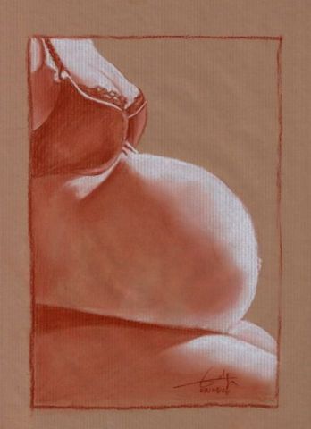 L'artiste Philippe FLOHIC - femme enceinte de profil assise 070508 L'artiste Philippe FLOHIC - femme enceinte de profil assise 070508