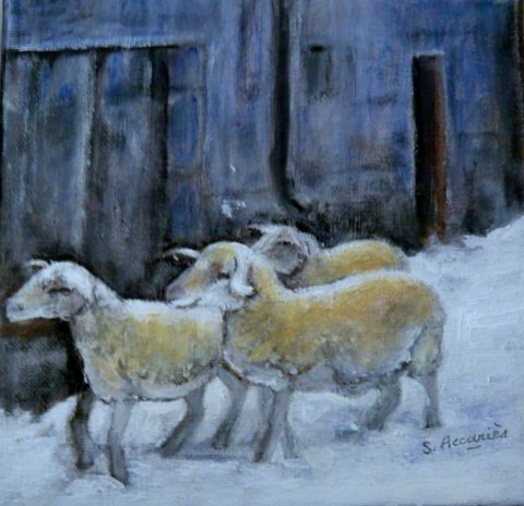 Les moutons de Lozère - Peinture - Suzanne ACCARIES