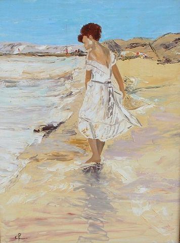 L'artiste toile18 - sur la plage