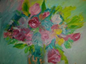 Peinture de madeleine gendron: Fleurs de Noel ou Fleurs d'hiver. Madeleine Gendron©2007. Tous droits réservés.