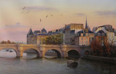 Crépuscule sur Paris - Peinture - Thierry Duval Crépuscule sur Paris - Peinture - Thierry Duval