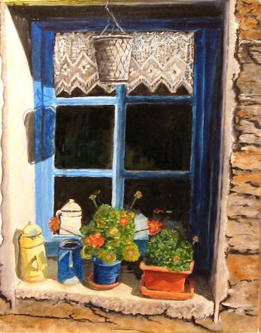 La fenêtre bleue - Peinture - yvon latreille