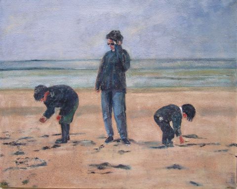 Sur la plage - Peinture - Pascale Huard-Garnier