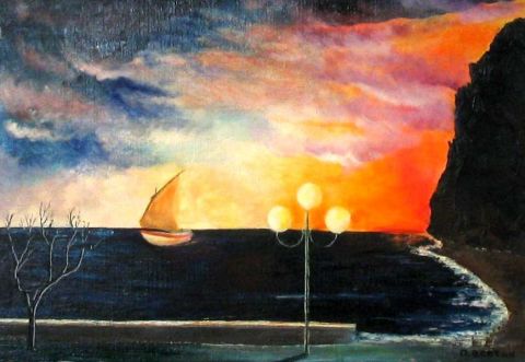 coucher de soleil sur la POINTE MAHABOU - Peinture - LE BERHT coucher de soleil sur la POINTE MAHABOU - Peinture - LE BERHT