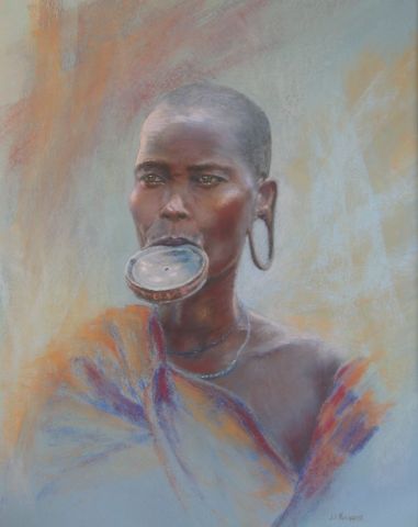 Femme a plateau Murzy Ethiopie - Peinture - Josette Jeannin-FRANCOIS 