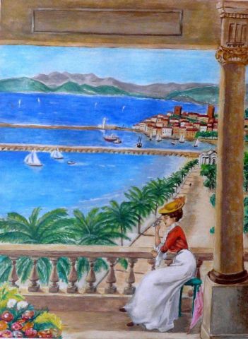 La baie de Cannes à la belle époque - Peinture - Armand Evelyne 