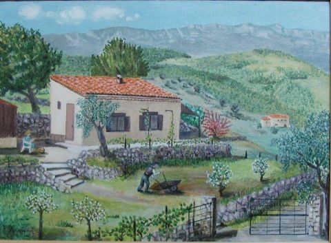 La vallée de l'Estéron - Peinture - Armand Evelyne 