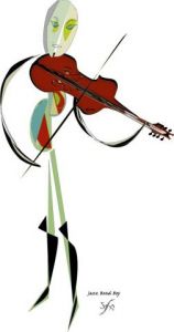 Peinture de soffya: Byron violoncelliste au Jazz bond boys