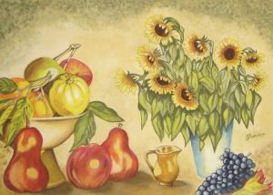 Peinture de Arlette BONIDAN: Fleurs et fruits