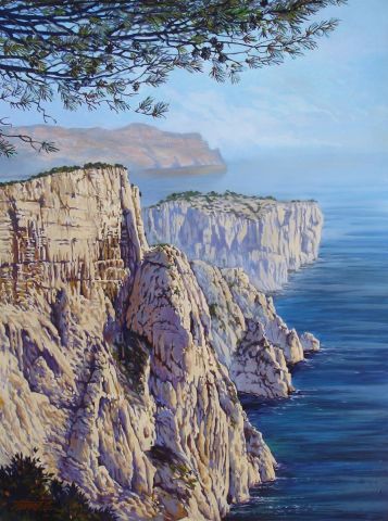 L'artiste GILBERT THOMAS - falaises du Devenson
