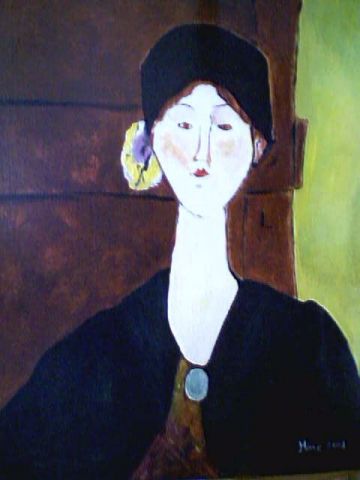Beatrice Hastings au chapeau à plume - Peinture - marc Maillard