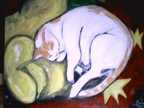 chat endormi - Peinture - marc Maillard