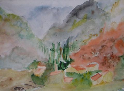 village de montagne - Peinture - Brigitte-Noelle