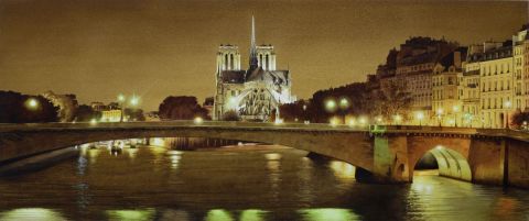 L'artiste Thierry Duval - Paris Bye Night sur le Pont de la Tournelle L'artiste Thierry Duval - Paris Bye Night sur le Pont de la Tournelle
