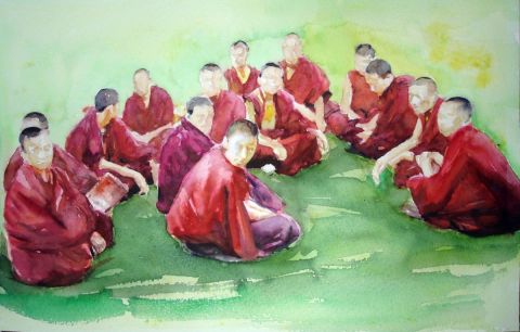 des moines Tibétains - Peinture - yoozo