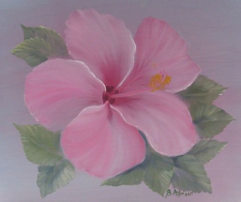 hibiscus rose - Peinture - bchira arfaoui