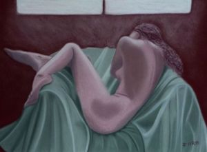 Peinture de MONFORT Muriel: le nu à la fenêtre