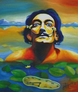 Peinture de James AUGUSTIN: Dali,Salvador,portrait,Dali et les nénuphars