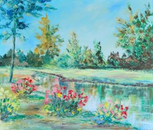 Peinture de Andre Rosiere: La rivière fleurie
