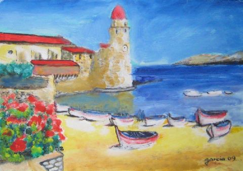 bateaux à Collioure - Peinture - Le peintre