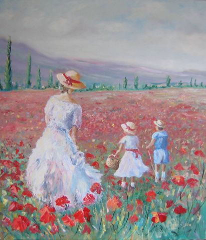 Balade dans les coquelicots - Peinture - Andre Rosiere Balade dans les coquelicots - Peinture - Andre Rosiere