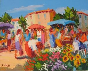 Peinture de Jacques VOLPI: marché de Provence