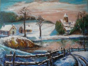 Peinture de casc art: paysage de neige