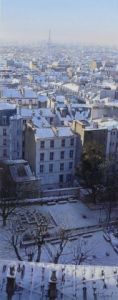 Peinture de Thierry Duval: Les toits de Montmartre sous la neige