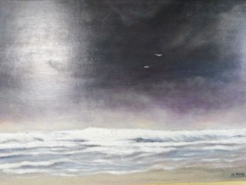 Grève sous l'orage - Peinture - JMR
