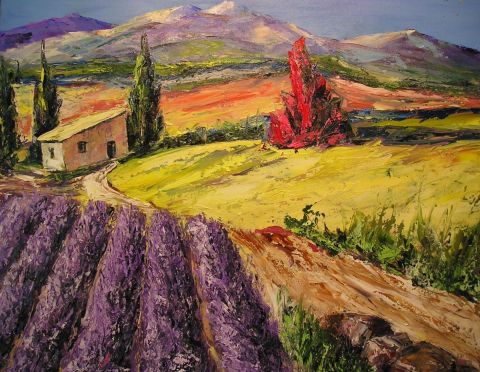 L'artiste litalien - mazet   et champ de lavandes