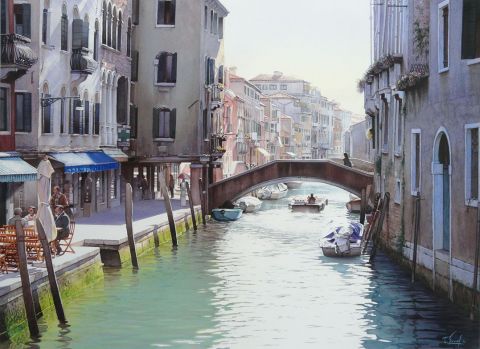 Lumière vive sur Le quartier du Cannaregio - Peinture - Thierry Duval Lumière vive sur Le quartier du Cannaregio - Peinture - Thierry Duval
