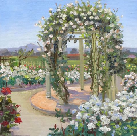 Belvédère dans une roseraie - Peinture - Dominique Amendola Belvédère dans une roseraie - Peinture - Dominique Amendola