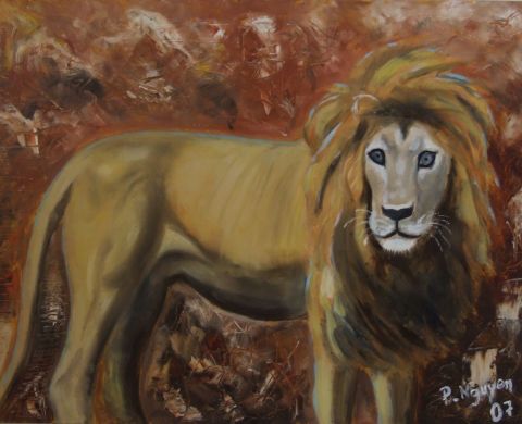le  lion - Peinture - patrick nguyen
