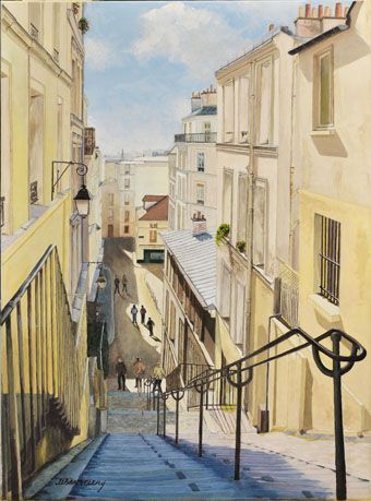 Montmartre, rue Drevet - Peinture - Jean-Louis BARTHELEMY