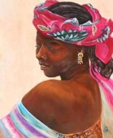 Au marché de Dakar - Peinture - CHRISTIANE BERNAIS Au marché de Dakar - Peinture - CHRISTIANE BERNAIS