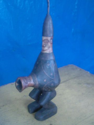 Pipe kongo en os( bois + os) - Sculpture - souve