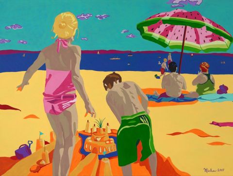 Château de sable - Peinture - PERREAULT Suzanne Château de sable - Peinture - PERREAULT Suzanne