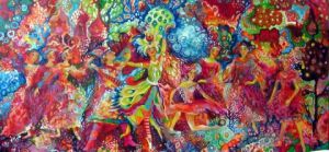 Peinture de OXANA ZAIKA:  L*oiseau de feu********** acrylique sur toile 