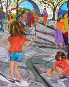 Voir cette oeuvre de NADINE FERNANDEZ: les enfants jouant à paris plage