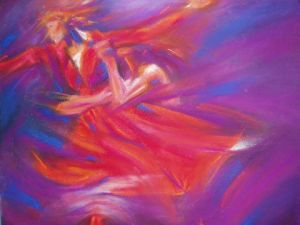 Peinture de FREDERIQUE NALPAS: Rouge tango ( peinture danse)