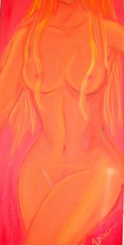 femme nue orange - Peinture - Amandine