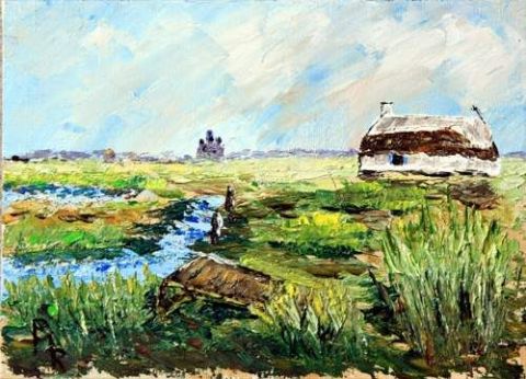 Peinture : Le ponton - Pierre MARTIN Peinture : Le ponton - Pierre MARTIN