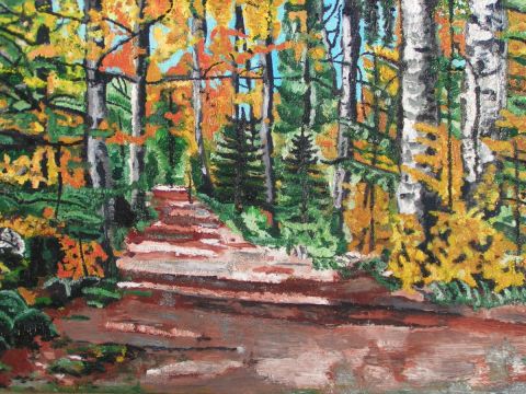 Sous-bois d'automne Jurassien  - Peinture - Annie Landry