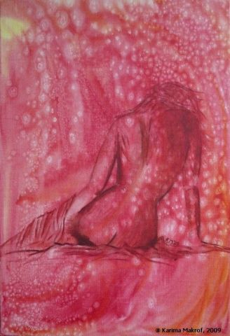 Nude Sitting Back - Peinture - Makrof Karima