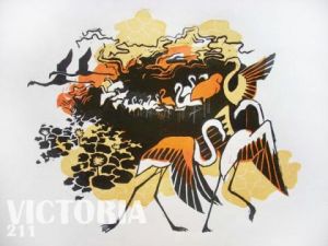 Dessin de Victoria: Une série de l'oiseau: les flamants