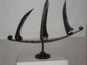 Sculpture de Roland GOURDON: GRAND VOILIER TROIS-MATS